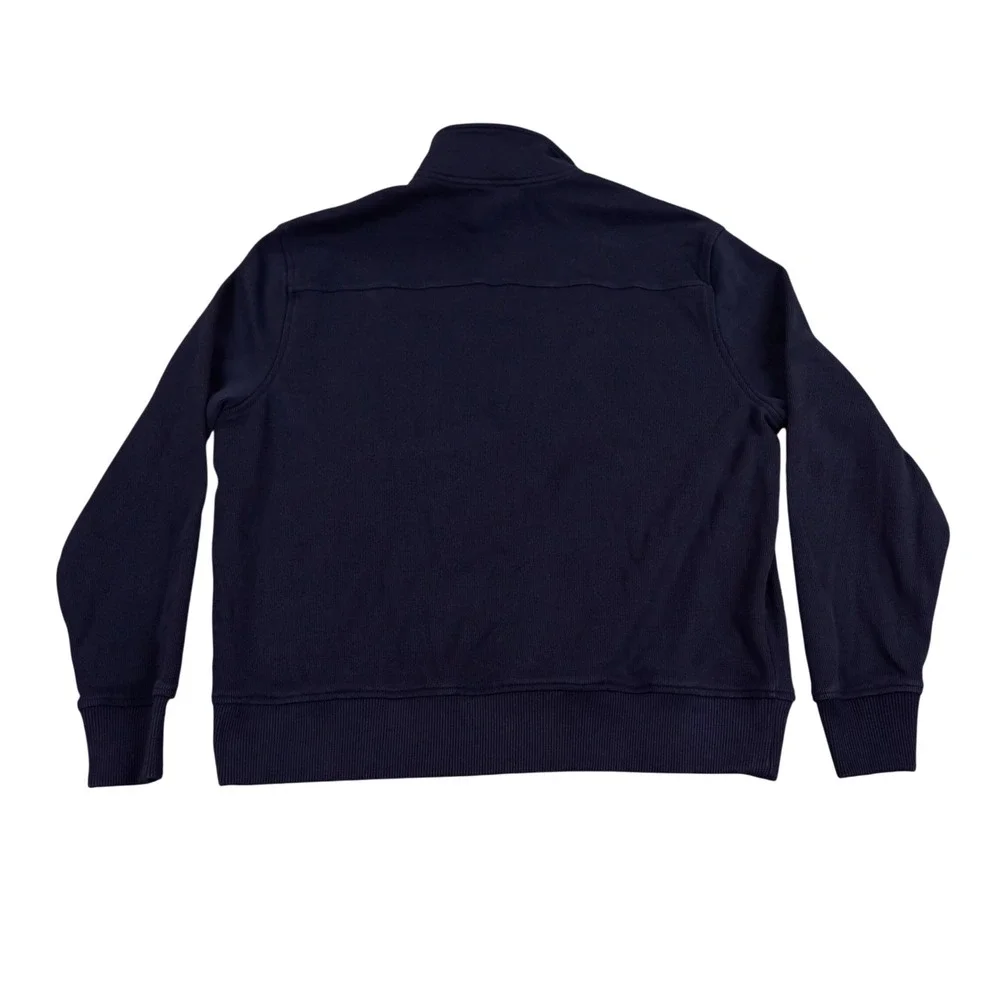 Banana Republic Sweater Jacket Mens XL Navy Blue Ribbed Full Zip Utility Pockets